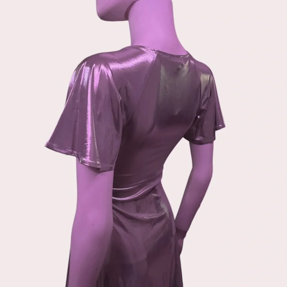 WeWoreWhat Silver Metallic Cut-Out Asymmetric Dress‎